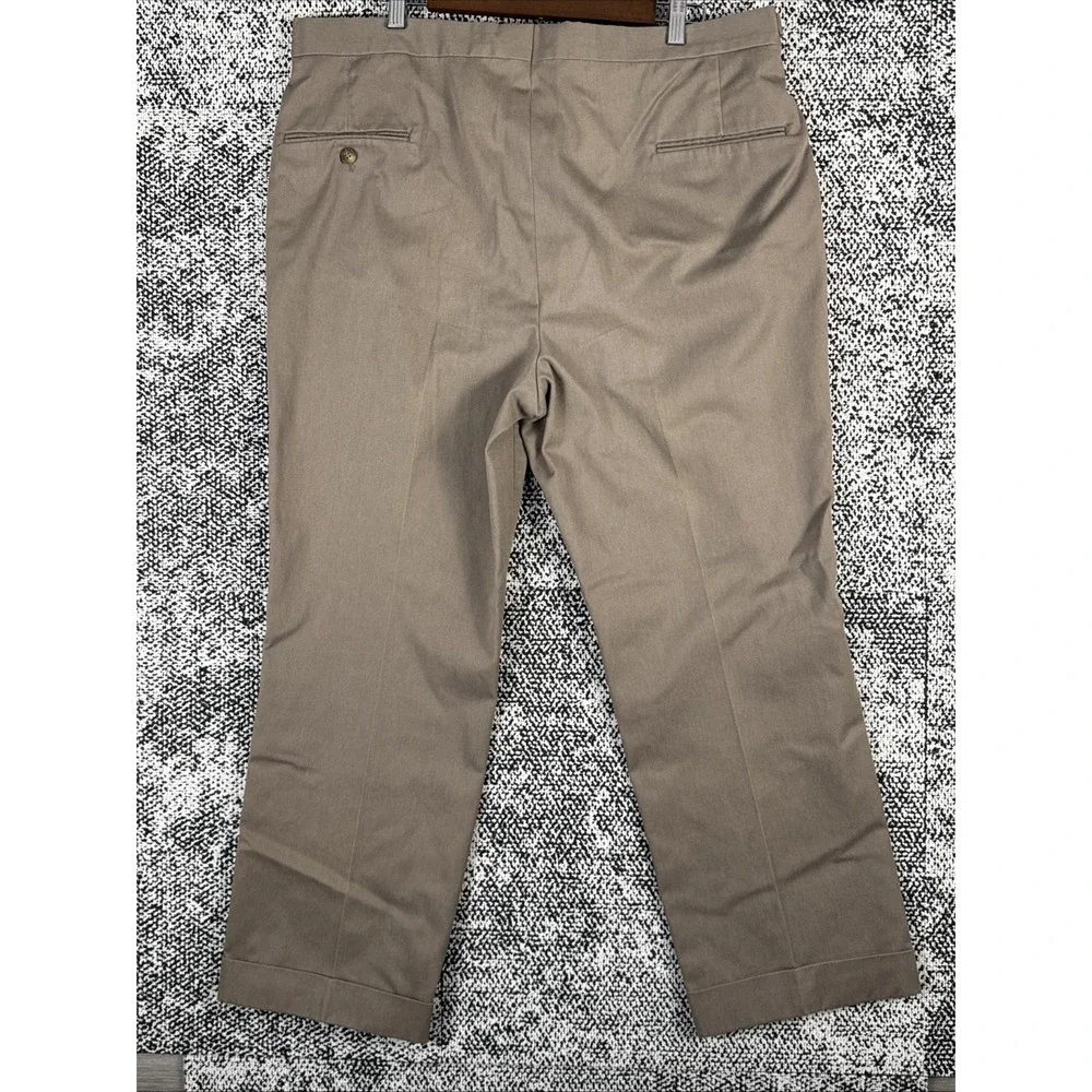 LL Bean Chino Pants Mens 40 (Actual 39 X 28.5) Adjustable Waist Straight Leg Tan